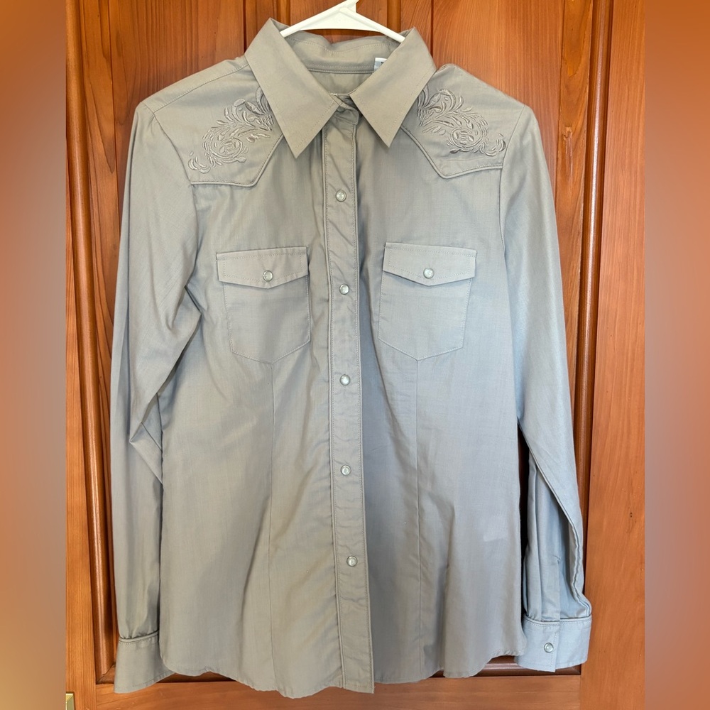 Roper Gray Pearl Snap Size M